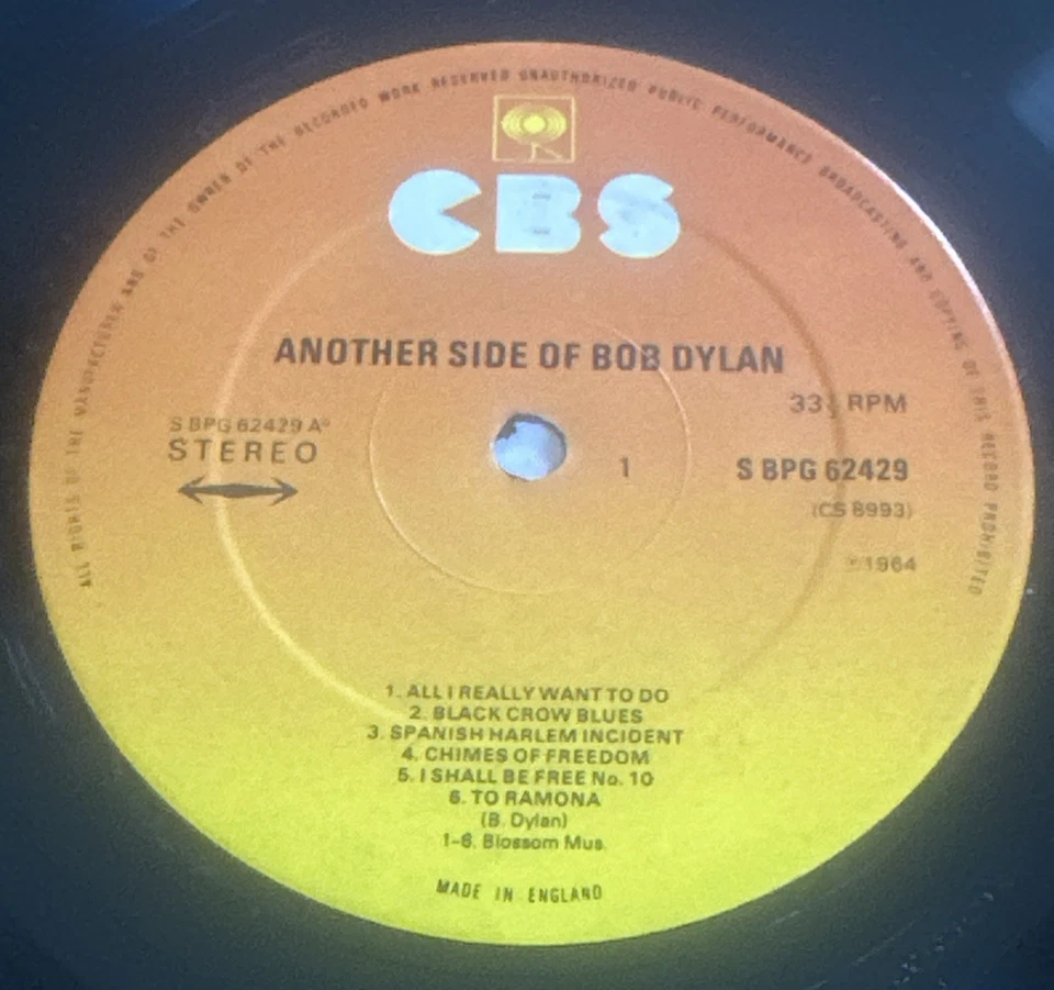 Bob Dylan – Another Side Of Bob Dylan Vinyl Lp Record EX / VG+ - Image 4 of 4