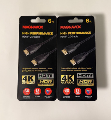 2-Pack Bundle HDMI Cable 6ft High Performance 4K UltraHD HDR 60FPS 18Gbps HDMI