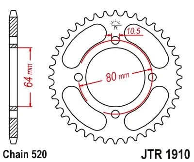 Piñones JT piñón trasero de acero 32-520 para Aeon Cobra 220 Quad 2005-2006 Foto 2 de 2