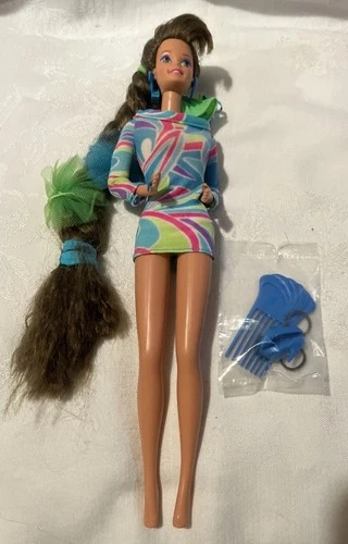Mattel Barbie Totally Hair Brunette Medium Barbie Doll- Outfit/ Accessories 1991