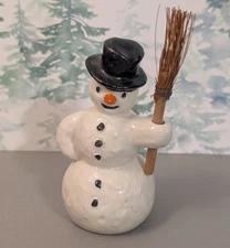 Vtg Goebel Snowman w/ Broom Figurine - Rare West Germany Christmas Winter Figure