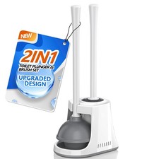 Toilet Plunger and Brush with Holder, Bowl Brush and Heavy Duty Toilet Plunge...