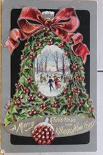 Christmas A Merry Xmas Happy New Year Postcard Old Vintage Card View Standard PC