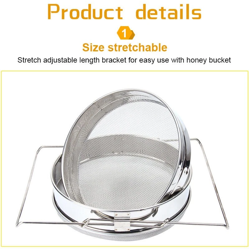 Edelstahl Honig Sieb Doppelsieb Honigsieb 2-tlg Filter Schmutzfänger Absetztank - Bild 3 von 4