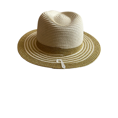 NEW C&C CALIFORNIA STRIPE BRIM STRAW FEDORA NATURAL WITH 
