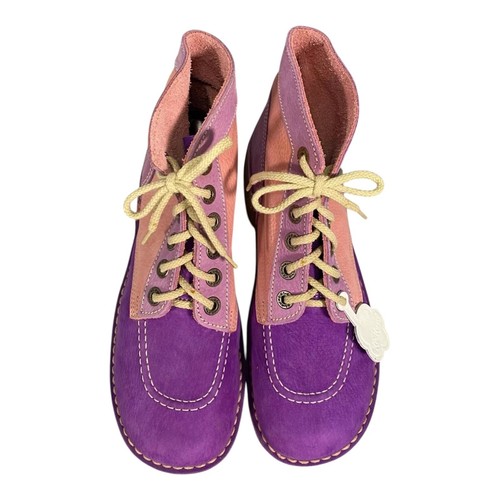 Kickers Ankle Boots Womens UK 8 EUR 42 Purple Pink Suede Leather Rare colourway