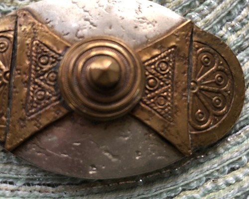 Marjorie Baer SF Modernist gehämmert gemischt Metall Vintage Brosche Anstecknadel - Bild 4 von 4