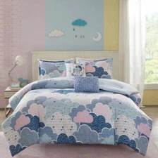 Euphoria Cotton Printed Comforter Set Dreamy Blue Clouds Full/Queen Uran Habitat