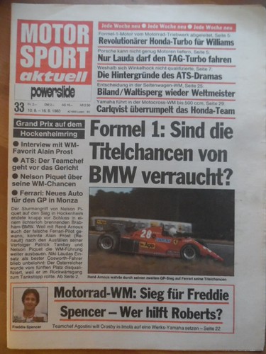 MOTOR SPORT aktuell 33 - 1983 Hockenheim-GP Arnoux BMW Cross-WM Frauenfeld Jobe