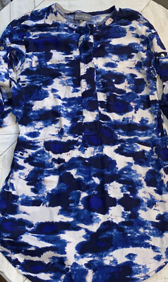 Michael Stars Tie Dye Pattern Cold Shoulder Blue White Clouds Abstract Small