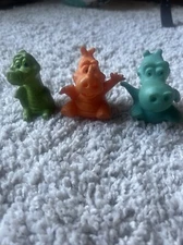 Vintage 1970s Crest Finger Puppets - Lot Of 3 - Dragon, Hippo, Rhino