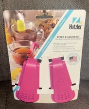 Hutzler Steep & Squeeze Tea Bag Holder & Squeezer BPA Free Pink Made In USA