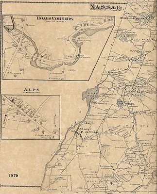 Nassau Stephentown Hoag Corners Brainard NY 1876 Maps Homeowners Names Shown