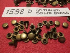 1 DOZEN ANTIQUE SOLID BRASS SPEEDY RIVET USA DOUBLE CAPPED Ant. Finish on Brass 