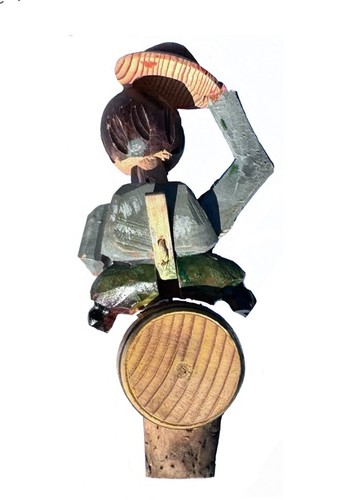 Anri Wood Carved Bottle Stopper w/Mechanical Arm And Neck Made In Germany - Picture 4 of 5