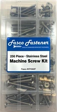 (1) 256 Piece Stainless Steel Machine Screw Kit with Lock Nuts and Washers 18-8