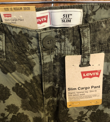 Levi’s 511 Slim Cargo Pants Youth 12 Reg 26X26 Green Flora Tapered Leg MSRP $44 - Picture 4 of 9