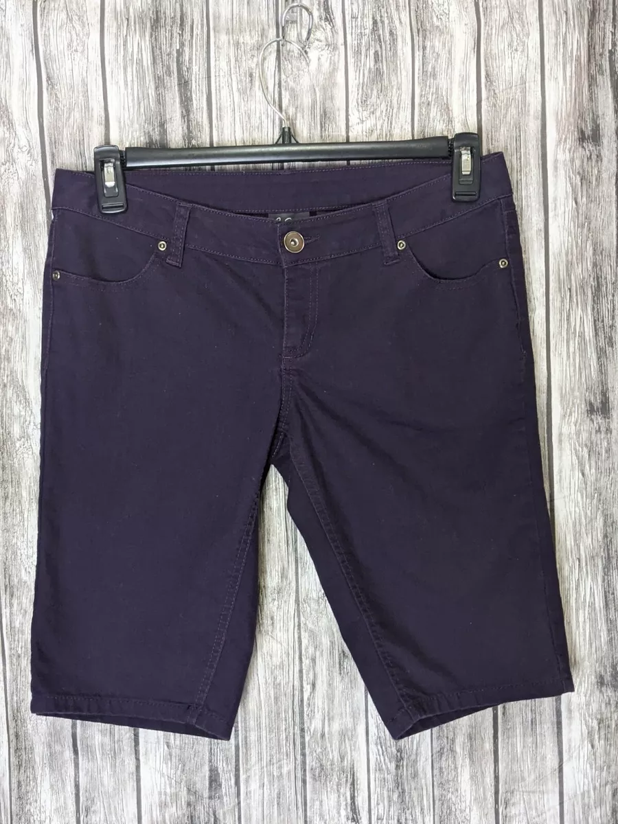 Women s Dark Purple Denim Jean Shorts Long Inseam Size 9
