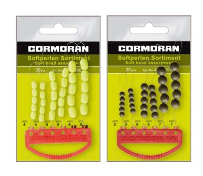 Cormoran SOFTPERLEN Sortiment 30er Pack fluo-gelb/oval 4-6mm olivgrün/rund 5-7mm