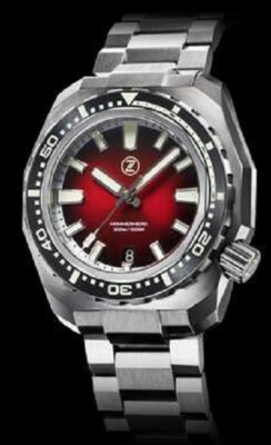 Store Display Zelos HAMMERHEAD V3 300M STEEL CRIMSON RED 44mm Watch - WARRANTY