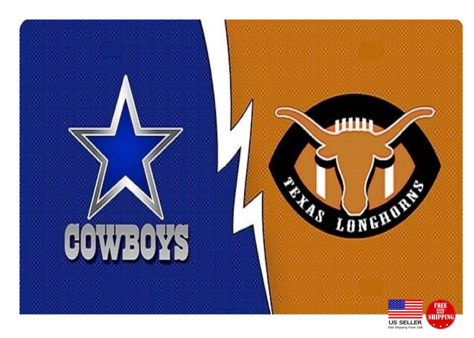 Dallas Cowboys vs Texas Longhorns Casa Bandera Dividida 3x5 Bandera Hombre Cueva Puerta Trasera Foto 2 de 4