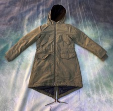 Vintage Gap Women's Military Style Hooded Green Olive Coat Jacket Size S.
