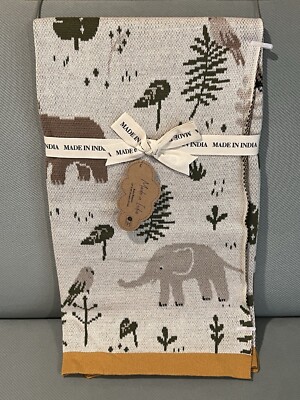Baby Blanket Cotton Knit Animals Birds Monkey Nursery Decor Made in India New