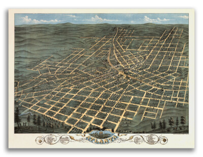1871 Atlanta Georgia Vintage Old Panoramic City Map - 24x32