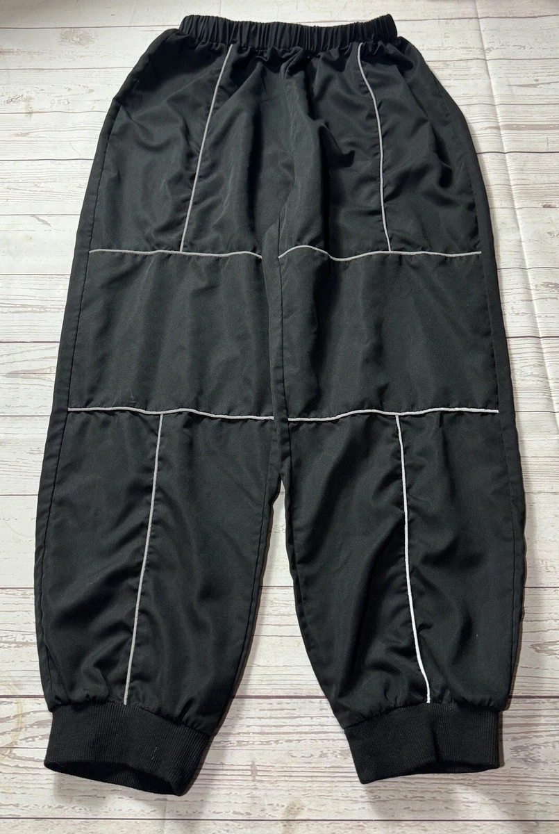 SHEIN Parachute Black Pants Women s Streetwear Oversized Silver Stripes Size L eBay
