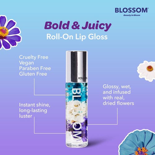 Blossom Scented Roll on Lip Gloss, Infused with Real Flowers, Made in USA, 0.20 - Picture 7 of 9