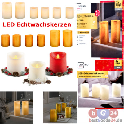 LED Echtwachskerzen mit Flackereffekt natürliches Kerzenlicht 4 Kerzen NEU