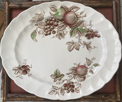 Johnson Brothers Harvest Time Platter Serving Dish Oval Grapes Apples