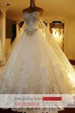 Abito da ballo di lusso in cristallo dolcevita abiti da sposa corte treno abiti da sposa