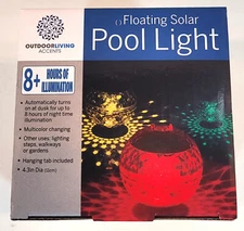 Outdoor Living Accents Floating Solar Pool Light, 4.3"