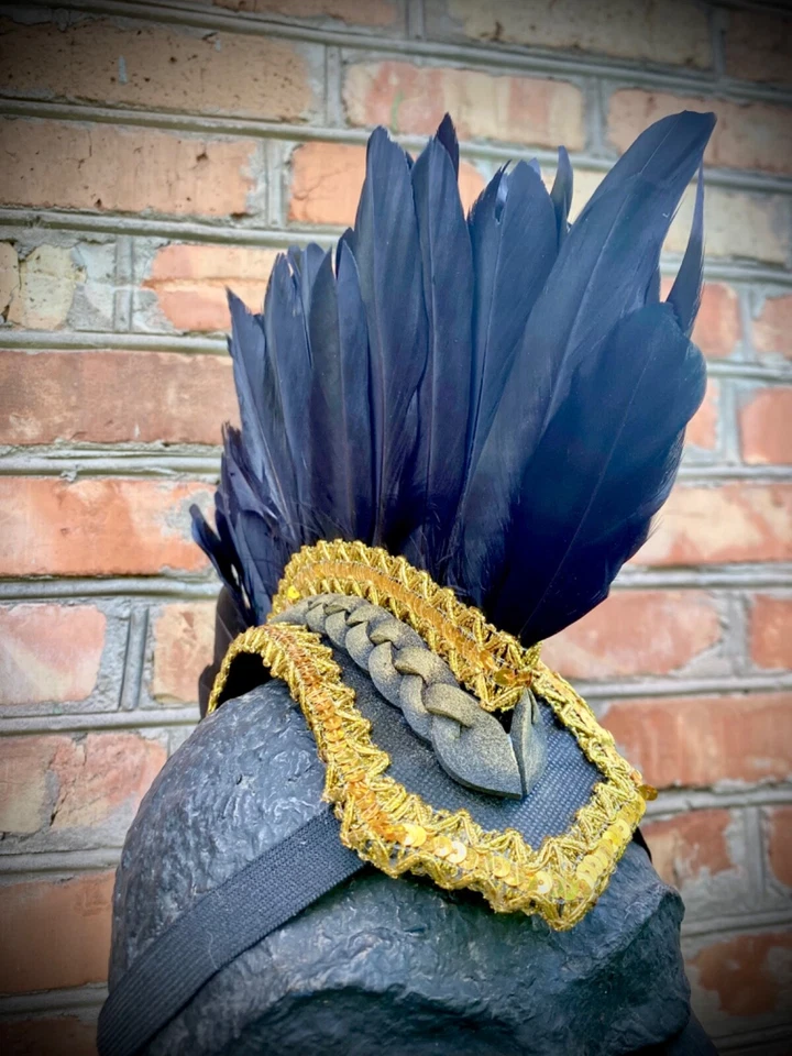 Tocado Mohawk Plumas Negras Mohawk Burning Man Mohawk Tocado Rave Mohawk Foto 4 de 4