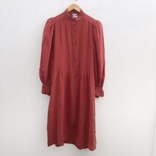 CASSIS Vintage Long Sleeve Button Down 100% Silk Midi Dress Size 6