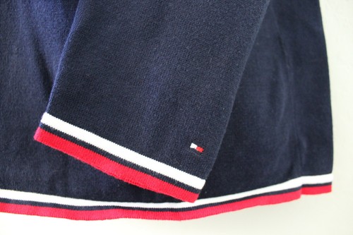 Tommy Hilfiger Signature Stripe Trim Long Sleeves Boat Neck Knit Top Blue Size L - Picture 4 of 4