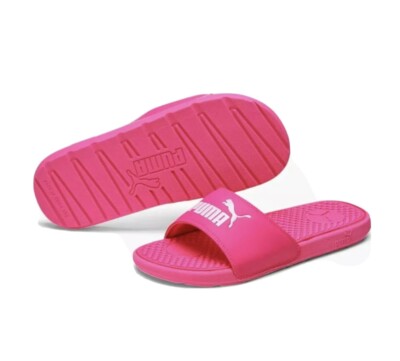 New PUMA Knockout Pink Cool Cat Summer Slides Sandals Authentic