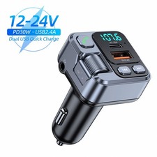 Bluetooth 5.1 FM Transmitter Car MP3 Stereo Music Player 30W USB-C Fast