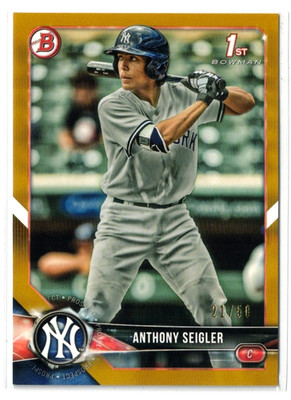 2018 1st Bowman Draft Paper GOLD RC Anthony Seigler #BD-65! Red Sox! Rookie! /50