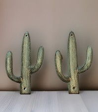 2 Appendiabiti in ghisa verde oro cactus doppio gancio parete sud ovest portasciugamani
