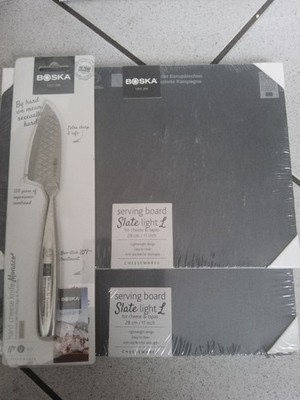 BOSKA Käse- & Tapas-Set 3-teilig   2× Schiefer Servierbrett + Käsemesser   Neu &
