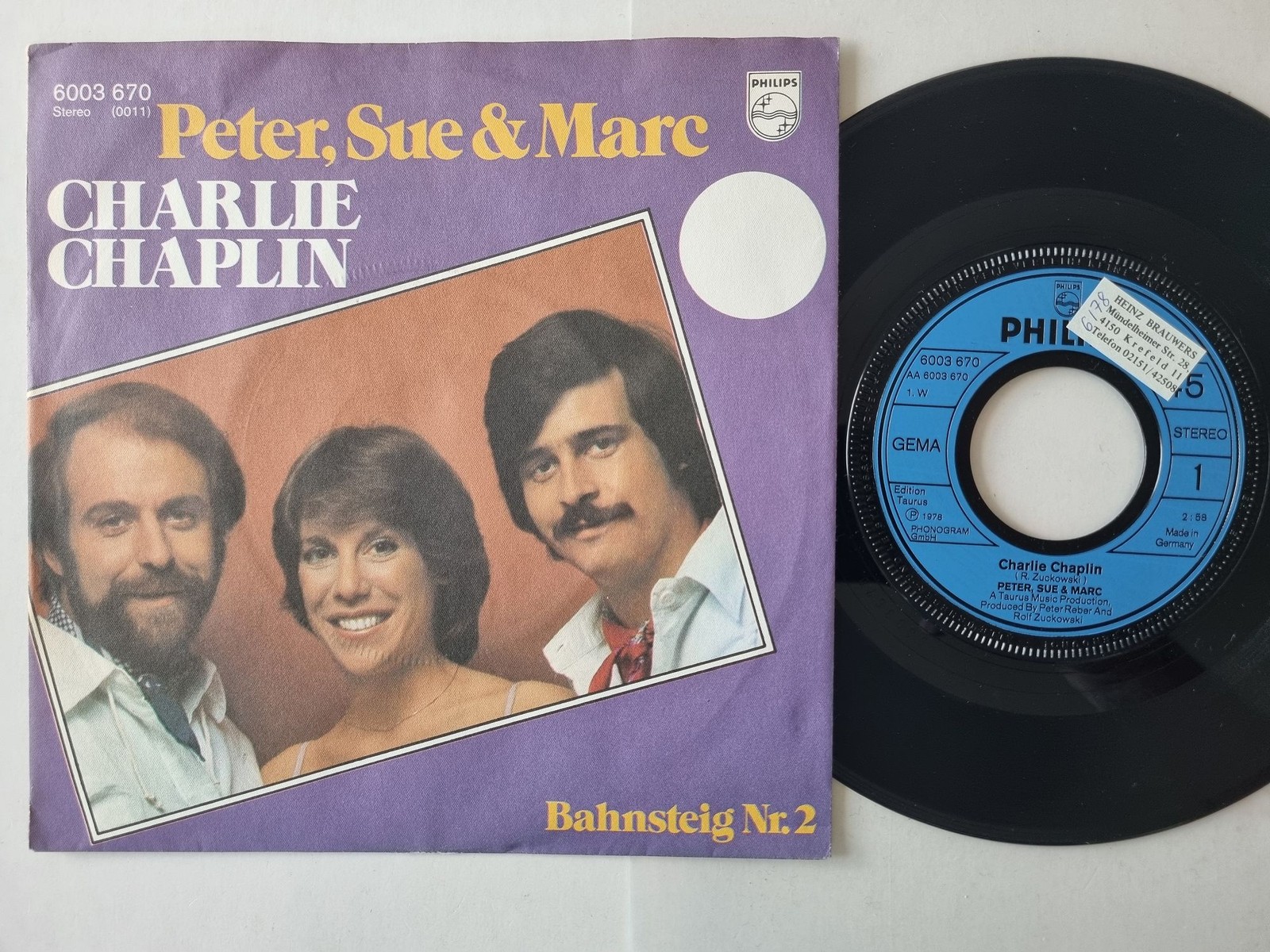 Peter, Sue & Marc - Charlie Chaplin 7'' Vinyl Germany