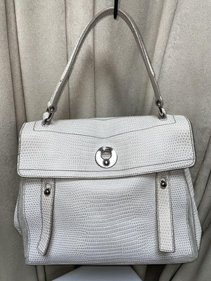 Saint Laurent Leather Shoulder Bag Handbag Muse Toe Light Gray Women 125548