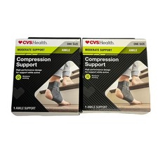 2X CVS Adjustable Compression Ankle Support Brace One Size Fits Most NEW