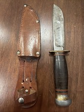 Vintage Marble&rsquo;s Gladstone Mich Ideal Hunting Knife Stacked Leather Handle