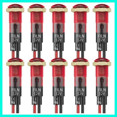 10PCS Small 12V LED Indicator Light, 8mm 5/16''  Waterproof Low Power Pilot Li...