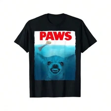 Men's Cotton Casual T-Shirt Chihuahua Dog Paws Cute Movie Poster Pet Funny
