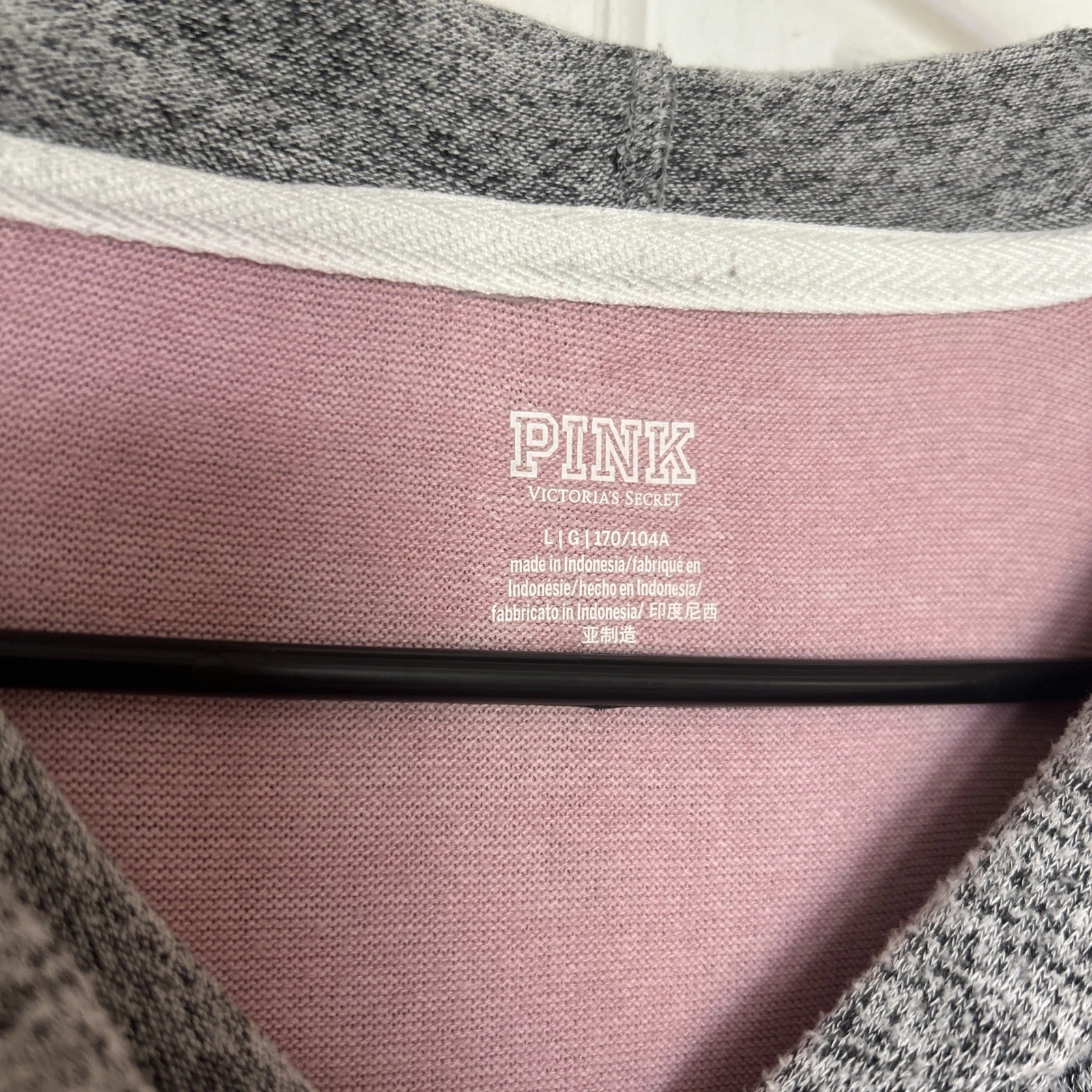 UNDERCOVER Victoria Secret ROSA grande accogliente pullover felpa con cappuccio rosa grigio logo