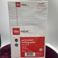 12 PERFORATED WRITING NOTE PADS LEGAL RULED 5"x8" JR White NEW 50 PAGES PER